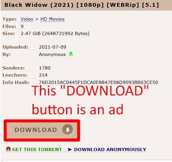 Fake download button